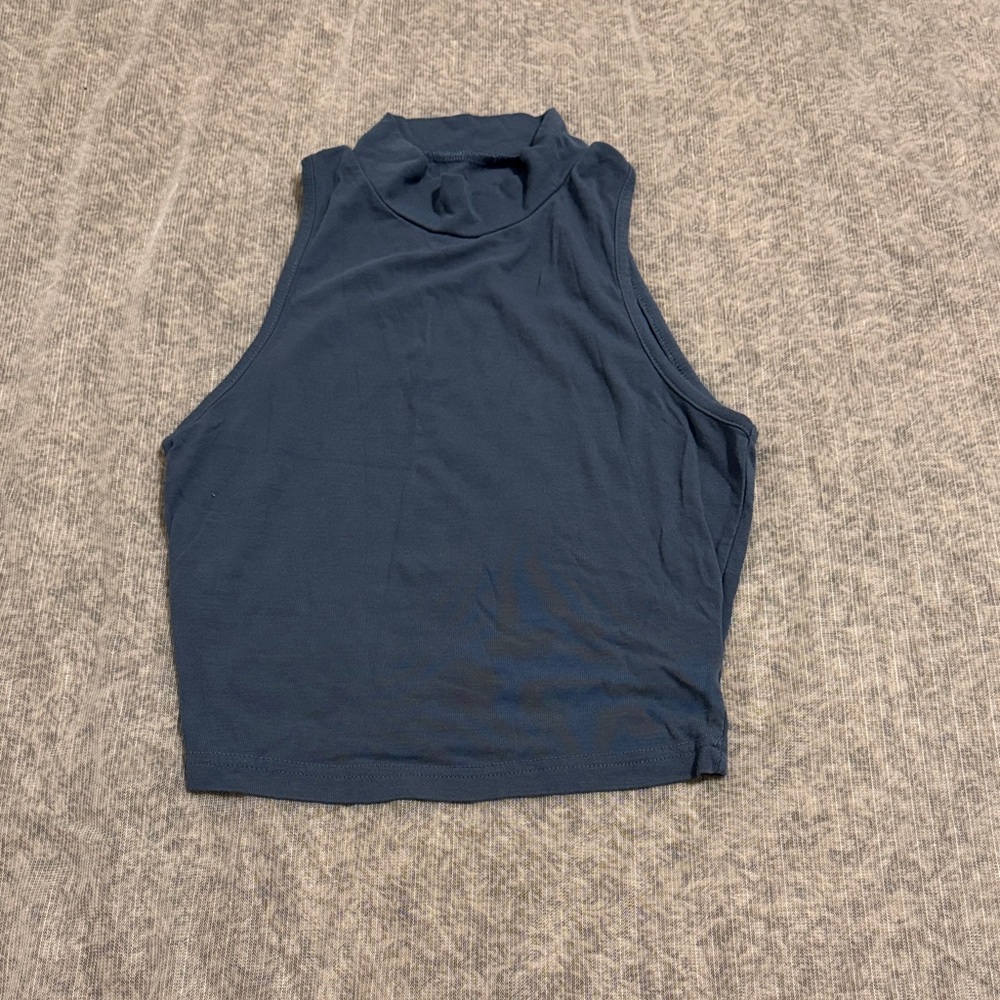 Sleeveless Mock Neck Top - Blue